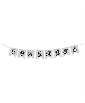 Congrats Silver Bunting Flag Banner