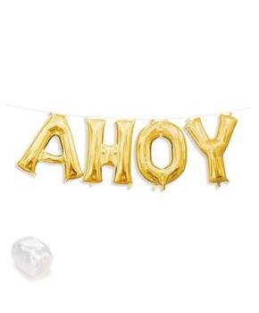 Air-Fillable 13" Gold Letter Balloon Kit "AHOY"