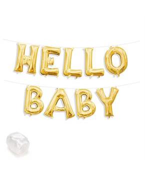 Air-Fillable 13" Gold Letter Balloon Kit "HELLO BA
