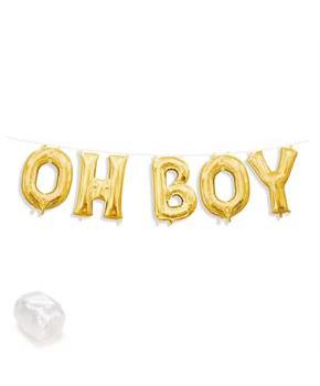 Air-Fillable 13" Gold Letter Balloon Kit "OH BOY"