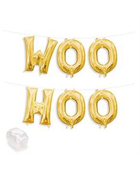 Air-Fillable 13" Gold Letter Balloon Kit "WOO HOO"
