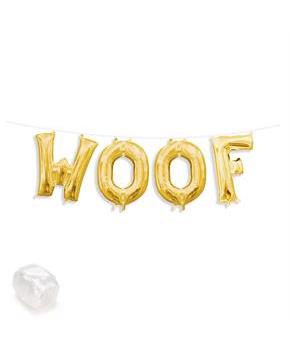 Air-Fillable 13" Gold Letter Balloon Kit "WOOF"