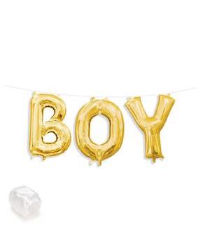 Air-Fillable 13" Gold Letter Balloon Kit "BOY"