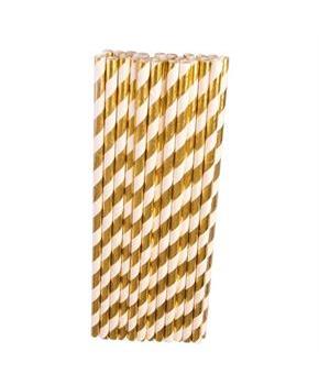 Gold & White Paper Straws 
