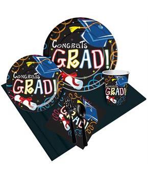 Congrats Grad Multi-Color Party Pack for 8