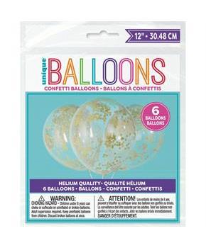 Clear Latex Balloons Pre-Filled with Gold Confetti