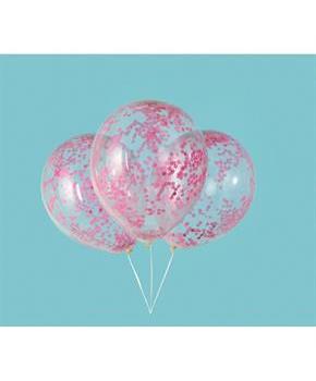 Clear Latex Balloons Pre-Filled with Hot Pink Pre-