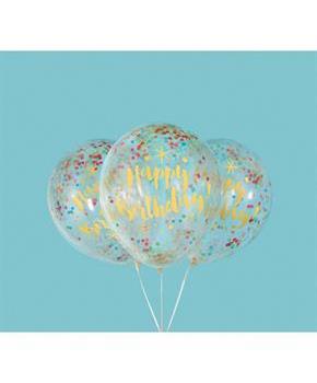 Clear Latex Balloons Pre-Filled with Glitzy Gold B