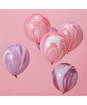 Ginger Ray 12" Pink & Purple Marble Latex Balloons