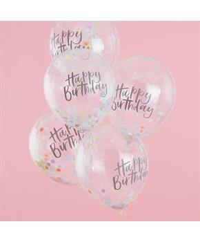 Ginger Ray Confetti Happy Birthday Latex Balloons