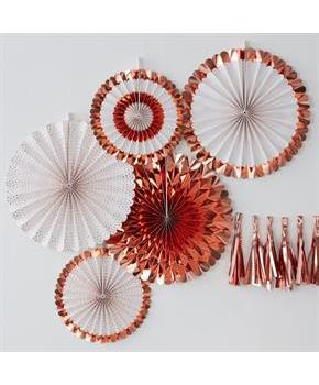 Ginger Ray Rose Gold Assorted Foiled Fan Decoratio