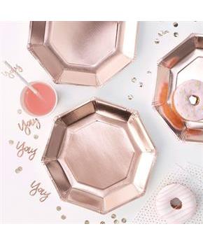 Ginger Ray Rose Gold Octagon Shaped Lunch Plate (8