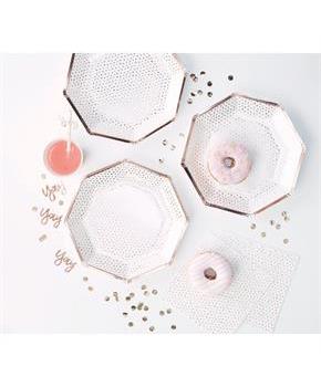 Ginger Ray Rose Gold Foiled Edge Spotty Lunch Plat