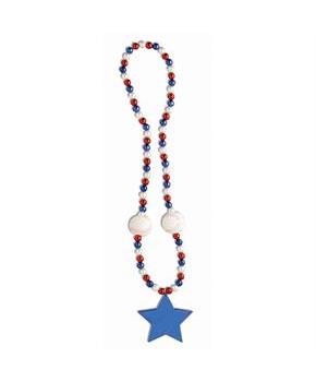 Patriotic 40" Baseball & Star Bead Necklace (1)
