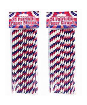 Patriotic Paper Straws (24 Count)