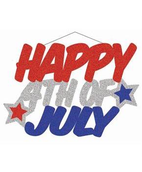Patriotic "Happy 4th of July" Glitter Plaque