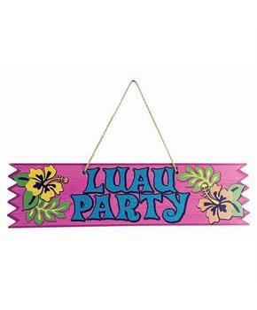 Luau "Luau Party" 4" x 15.5" Plaque