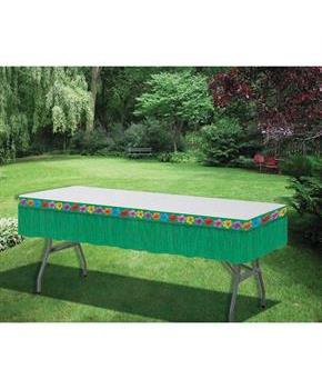 Luau Green Plastic Fringe 12" x 14' Table Skirt