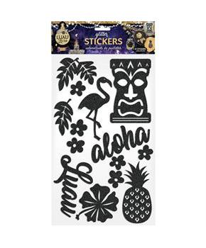 Luau Luxe Black Decorative Glitter Stickers (14 Pieces)