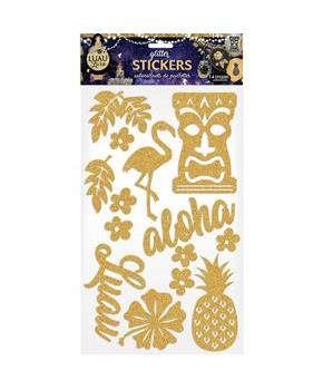Luau Luxe Silver Decorative Glitter Stickers (14 Pieces)