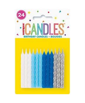 Blue White & Silver Spiral Candle (24)