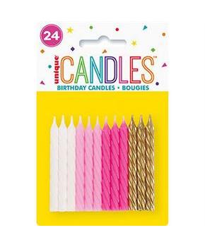 Pink White & Gold Spirla Candle (24)