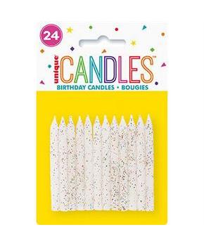 White & Glitter Spiral Candle (24)