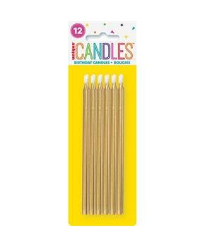 Gold Birthday Candles 5", 12ct