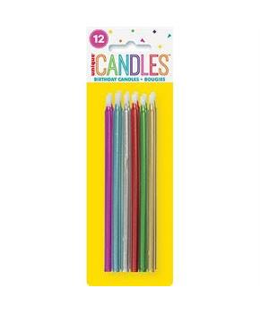 Metallic Spiral Birthday Candles 5" - Assorted, 12