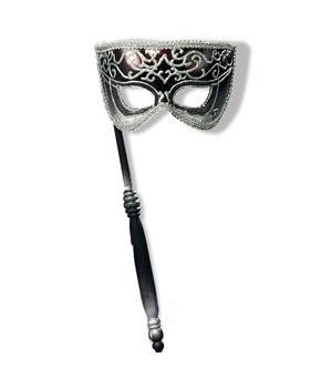 Venetian Mask w/Stick Silver Accents