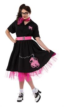 Complete Poodle Skirt Outfit (Black & Pink) Adult Plus Costume
