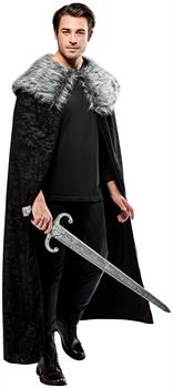 Rubies Adult Black Full Length Cape with Faux Fur Collar