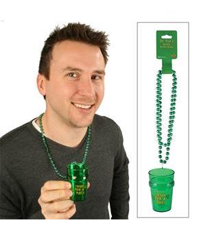 33" St. Pat's Bead Necklace with Shot Glass