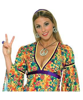 Hippie Peace Sign Necklace and Earrings