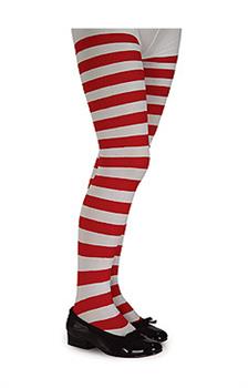 Red and White Striped Tights - Child