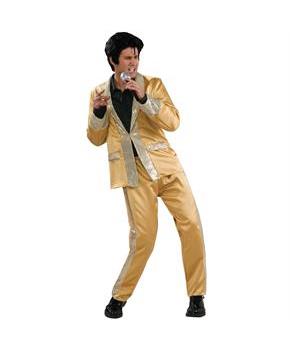 Elvis Gold Satin Suit Deluxe Adult Costume