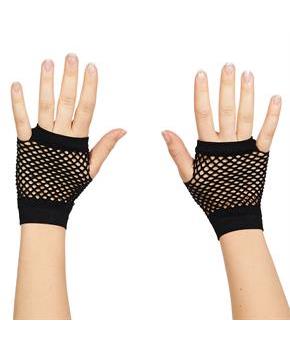 80's Black Short Fishnet Adult Gloves