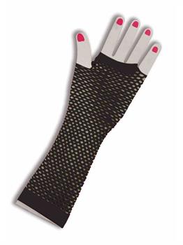 80's Fingerless Fishnet Gloves in Black