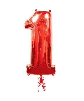 Red #1 Jumbo Foil Balloon 34"
