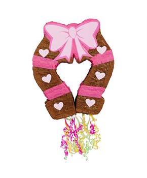 Pink Cowgirl 19" Pull-String Horseshoe Pinata