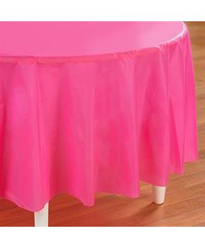 Candy Pink (Hot Pink) Round Plastic Tablecover 82”