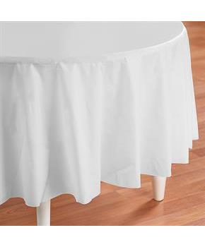 Bright White (White) Round Plastic Tablecover