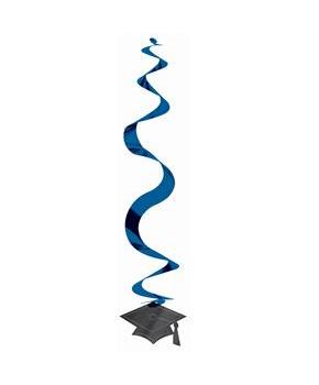 Congrats Grad Blue Graduation Hanging Swirl Decorations