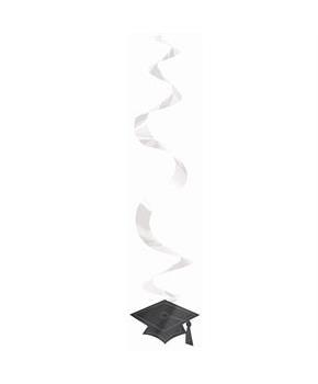 Congrats Grad Silver Graduation Hanging Swirl Decorations