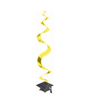 Congrats Grad Yellow Graduation Hanging Swirl Decorations
