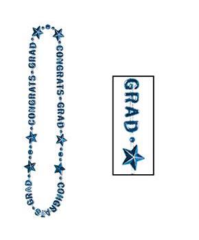 Congrats Grad Blue Graduation Bead Neckalce