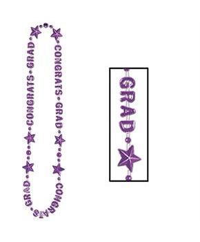 Congrats Grad Purple Graduation Bead Necklace
