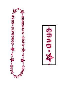 Congrats Grad Red Graduation Bead Necklace