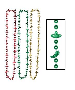 Fiesta Bead Necklaces Red, Green & Yellow