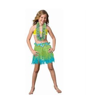 Child Two Tone Blue / Green Grass Skirt